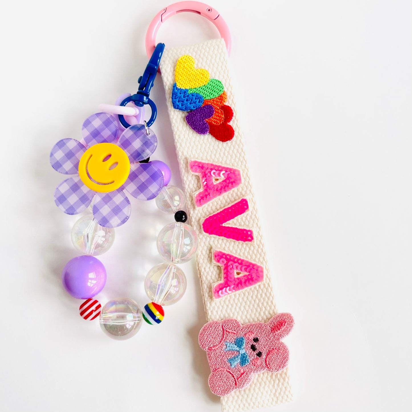 Gingham Flower Keychain