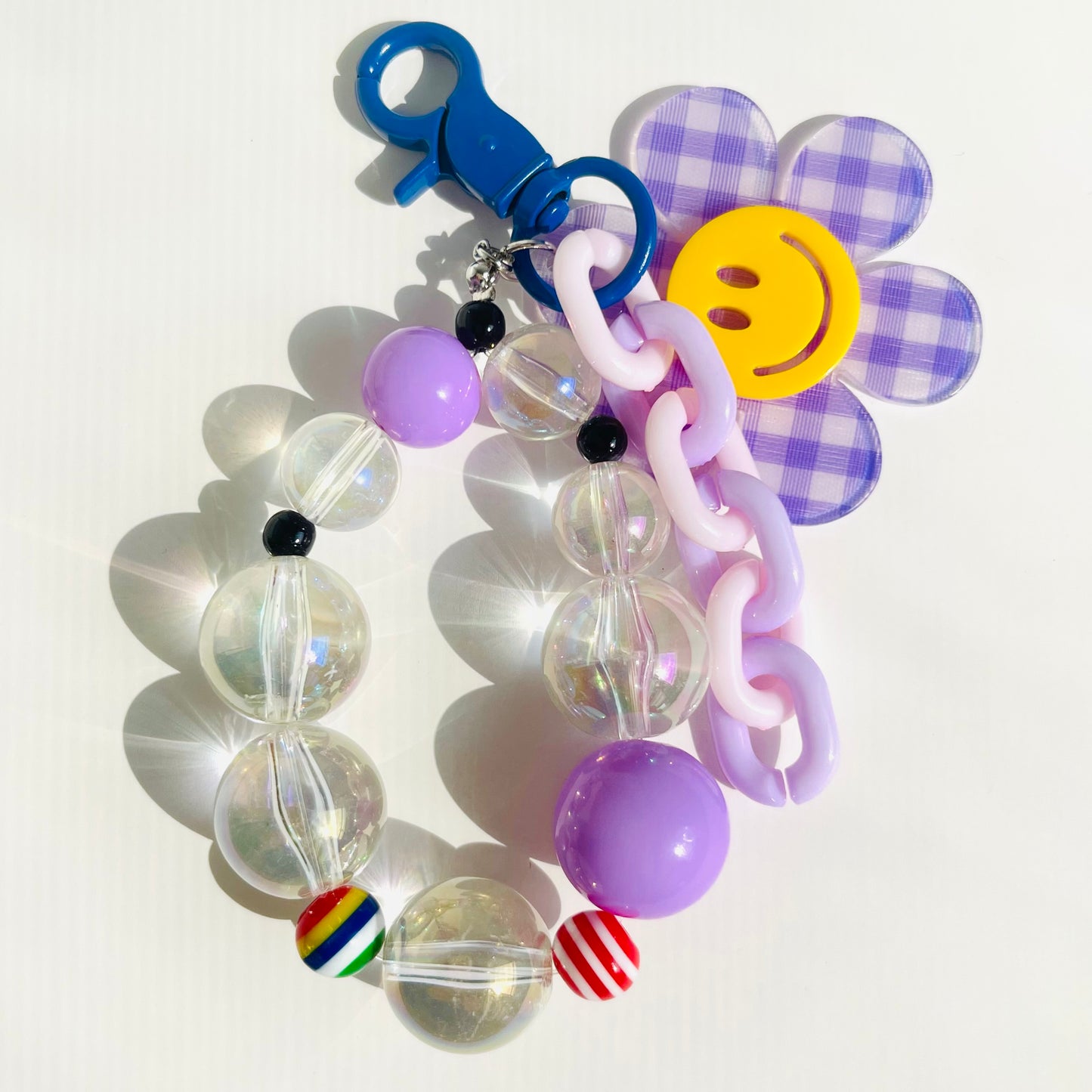 Gingham Flower Keychain