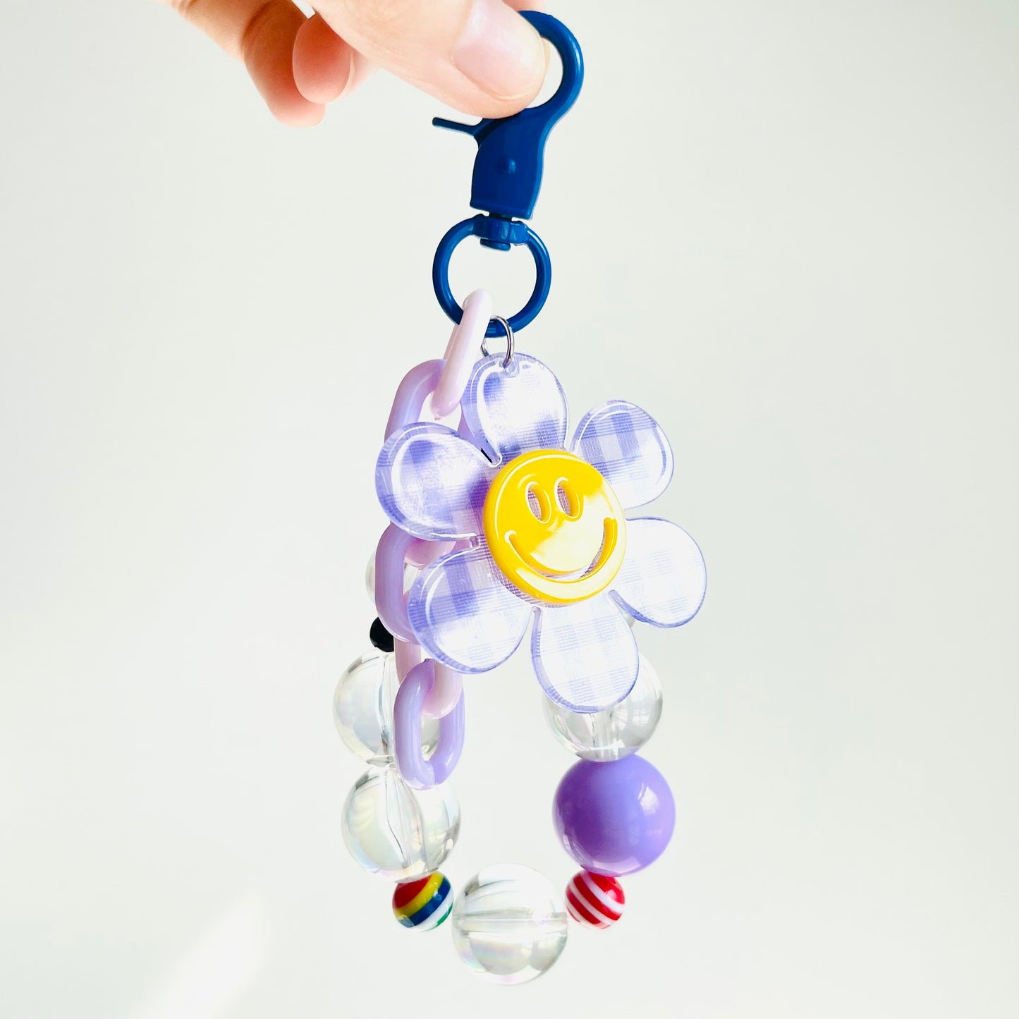 Gingham Flower Keychain